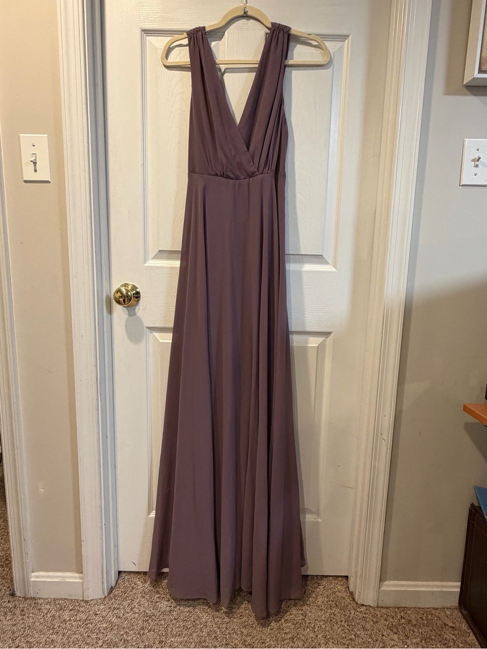 Lulus Mauve Dusty Rose Maxi Dress Small Sleeveless V Neck Formal Bridesmaid Gown